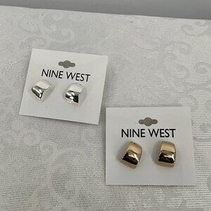 Nine‎ West Gold & Silver Tone Domed Stud Earrings Set Of 2